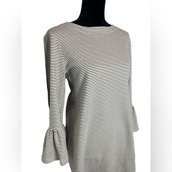 J.CREW BLACK AND WHITE STRIPED‎ BELL SLEEVE COTTON DRESS WOMENS SIZE SMALL - Picture 3 of 8